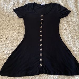 Black ribbed button down dress